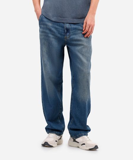 calça baggy masculina jeans dirty azul 36