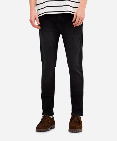 calça jeans skinny com bolsos preta 38