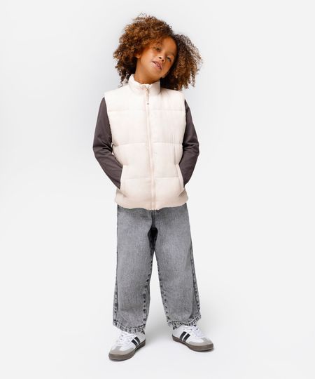 calça baggy infantil jeans marmorizada cinza 12