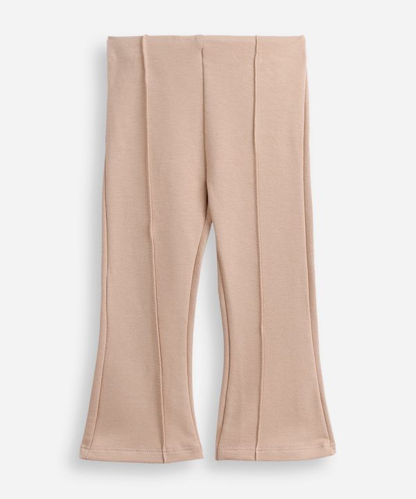 calça flare infantil nervura algodão bege 1