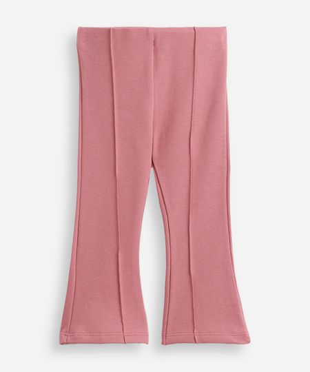calça flare infantil nervura algodão rosa 1