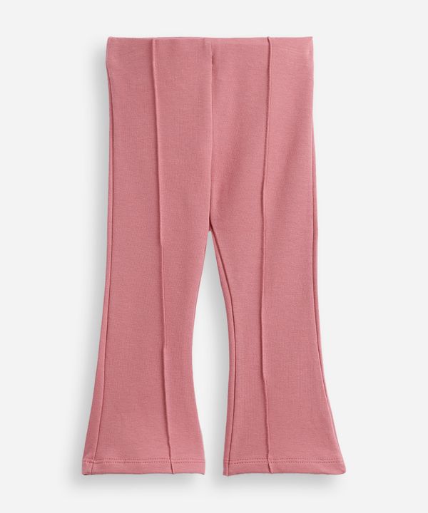 calça flare infantil nervura algodão rosa 1