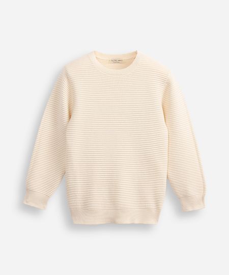 suéter de tricot infantil manga longa bege 4
