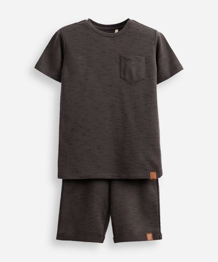 conjunto infantil de algodão mesclado cinza 4
