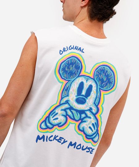 regata machão masculina de algodão mickey off white M