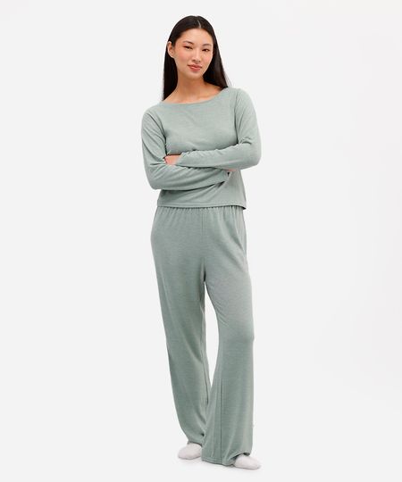 pijama longo feminino manga longa verde PP pijama longo feminino manga longa verde PP