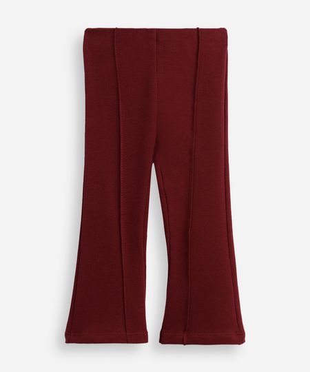 calça flare infantil nervura algodão vinho 5