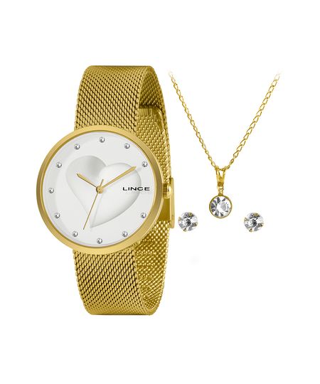 kit relógio feminino lince lrgh160lkp02b1kx analógico dourado UNICO kit relógio feminino lince lrgh160lkp02b1kx analógico dourado UNICO