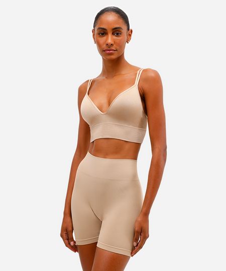bermuda feminina sem costura bege M bermuda feminina sem costura bege M