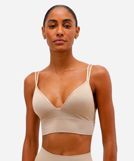 sutiã triângulo feminino com bojo sem costura bege G sutiã triângulo feminino com bojo sem costura bege G