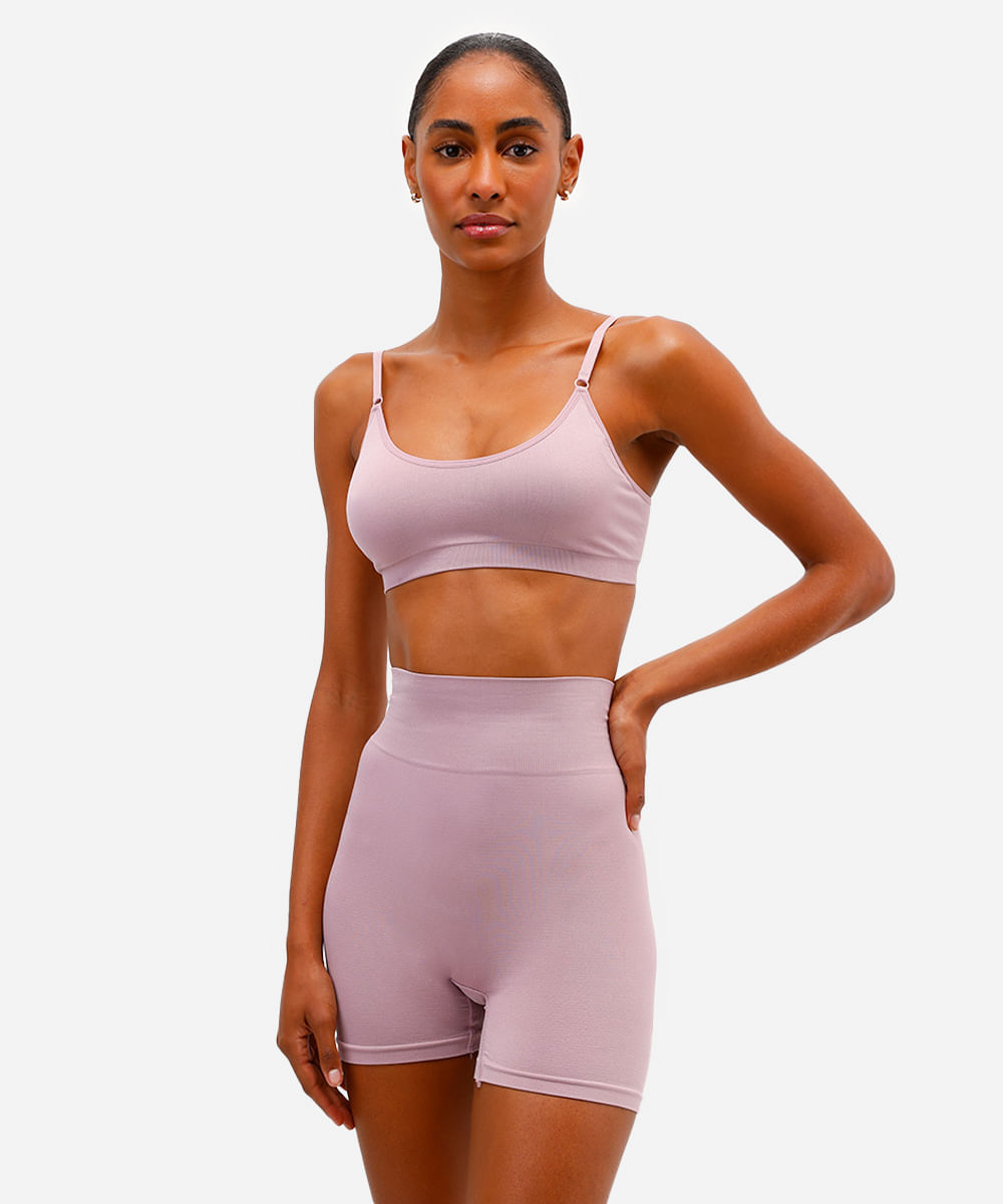 bermuda feminina sem costura lilás