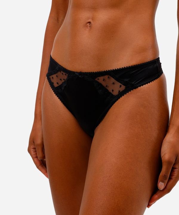 calcinha fio dental com tule preta G