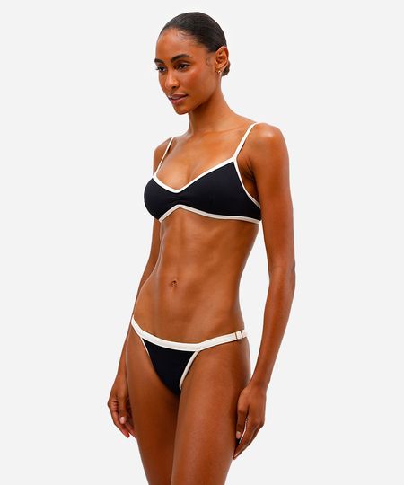 biquíni calcinha feminina string com viés - preto G biquíni calcinha feminina string com viés - preto G