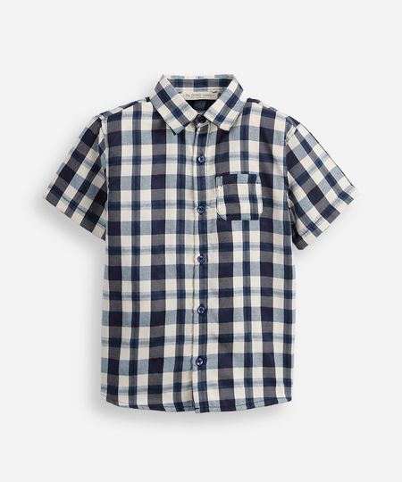 camisa infantil manga curta xadrez azul 6