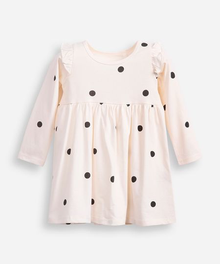 vestido infantil manga longa poá off white 2 vestido infantil manga longa poá off white 2