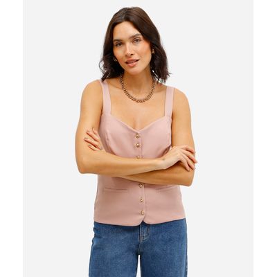 blusa feminina acetinada decote coração rosa