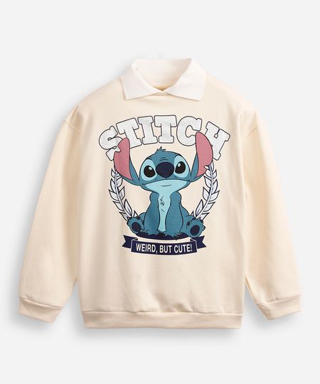 blusão de moletom juvenil manga longa stitch bege 12 blusão de moletom juvenil manga longa stitch bege 12