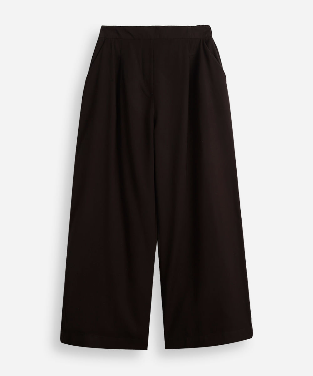 calça wide leg juvenil de alfaiataria preto