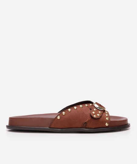 rasteirinha flatform com tachas marrom 34