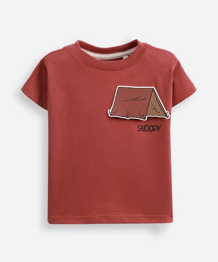camiseta infantil manga curta snoopy interativo vermelho 3