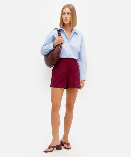 short de alfaiataria feminino em viscose vinho 36