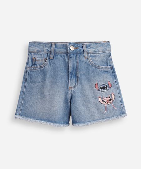 bermuda jeans infantil stitch e angel azul 4 bermuda jeans infantil stitch e angel azul 4