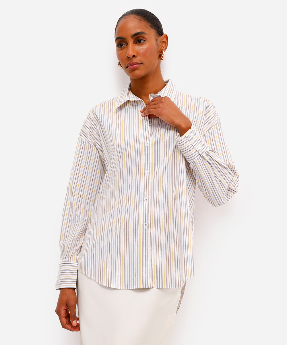 camisa oversized feminina de algodão marrom