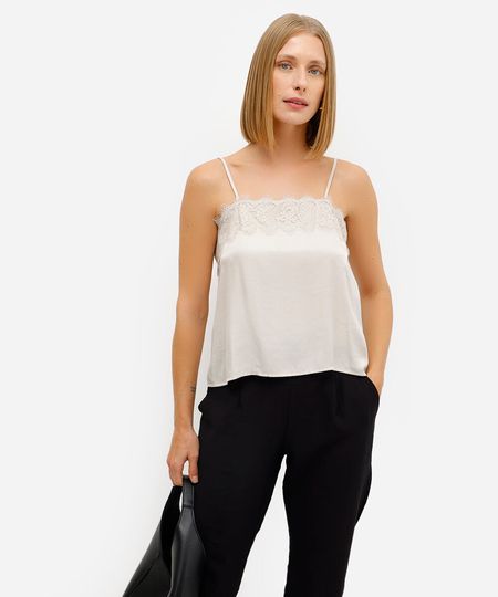 regata feminina alça fina acetinada com renda bege M regata feminina alça fina acetinada com renda bege M