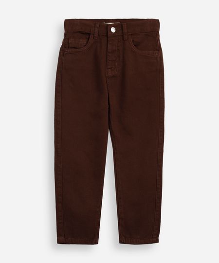 calça jeans infantil mom marrom 8