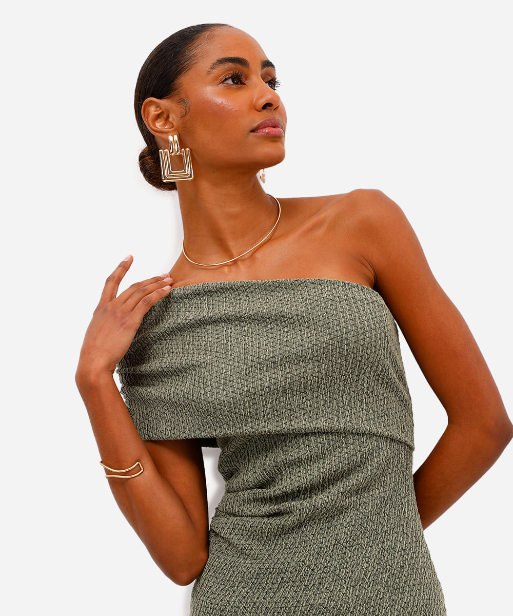 blusa ombro único feminina texturizada - verde claro