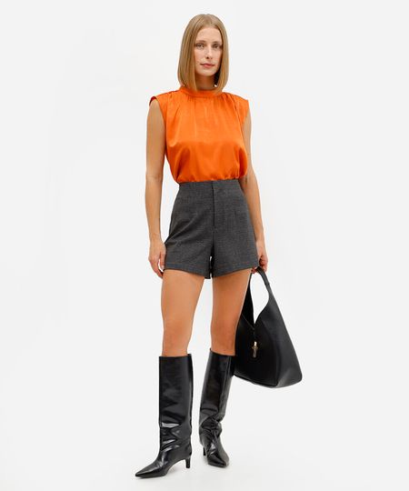 short feminino de alfaiataria preto 40