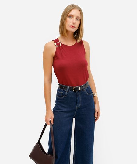 regata feminina decote redondo texturizada vinho P regata feminina decote redondo texturizada vinho P