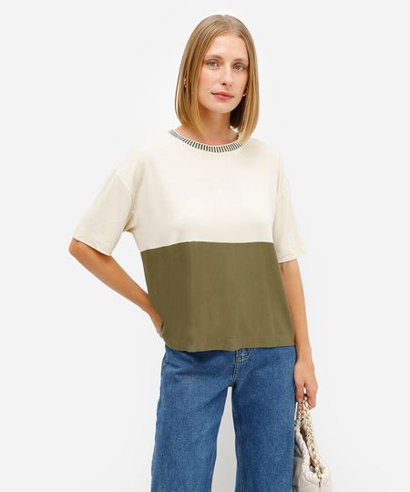 cropped feminino de viscose com recorte verde G cropped feminino de viscose com recorte verde G