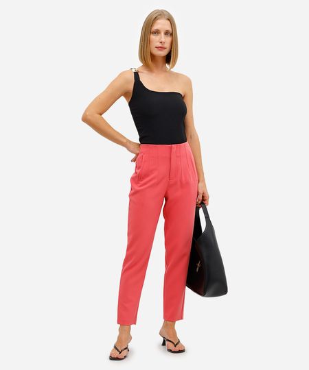 calça de alfaiataria feminina com pences rosa 40 calça de alfaiataria feminina com pences rosa 40