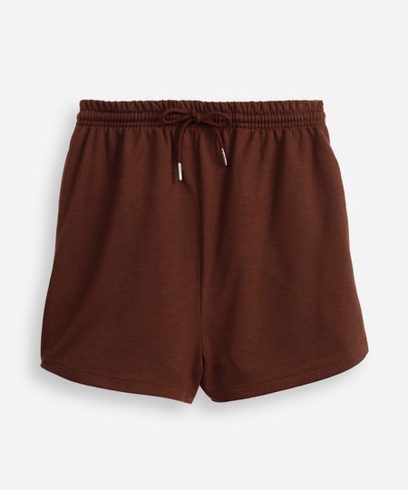 short de moletom juvenil cós com elástico e bolsos marrom 12 short de moletom juvenil cós com elástico e bolsos marrom 12