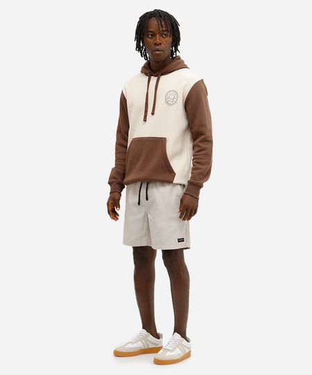 short masculino de sarja cós elástico bege P short masculino de sarja cós elástico bege P