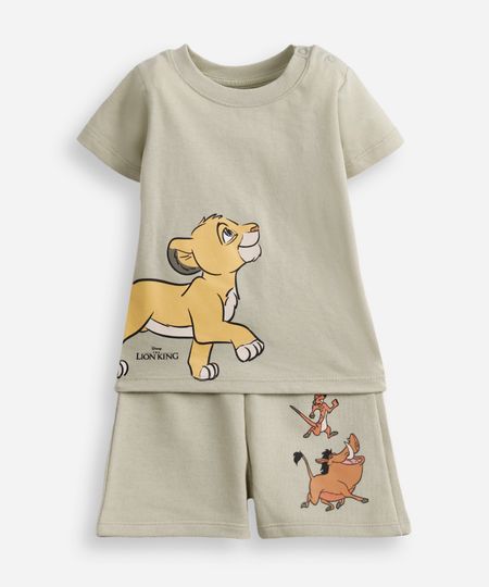 conjunto infantil manga curta rei leão verde 0-3 conjunto infantil manga curta rei leão verde 0-3