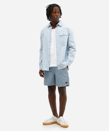 short masculino de sarja cós elástico azul P short masculino de sarja cós elástico azul P