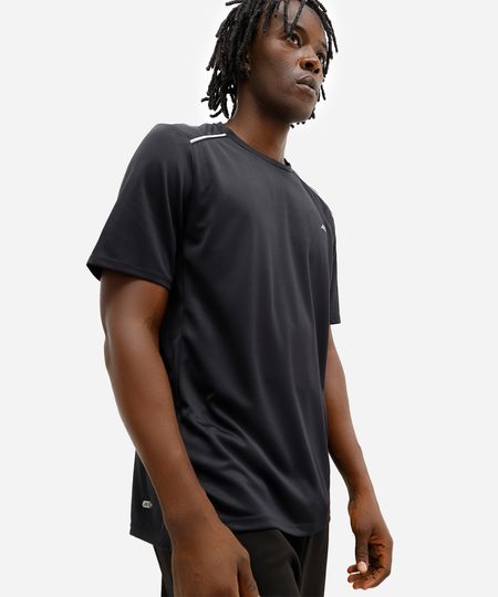 camiseta masculina esportiva ace texturizada com refletivos preta GG
