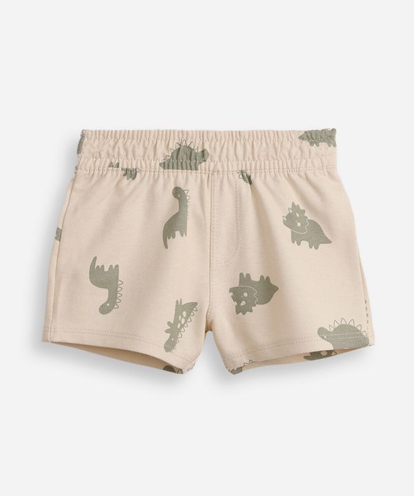 bermuda moletinho dinossauro off white 3-6