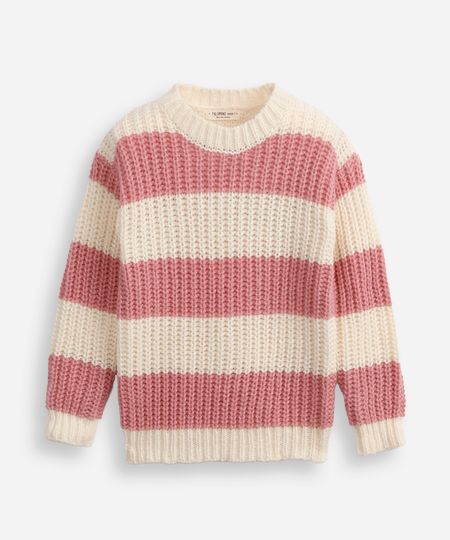 suéter infantil de tricot listrado rosa 4 suéter infantil de tricot listrado rosa 4