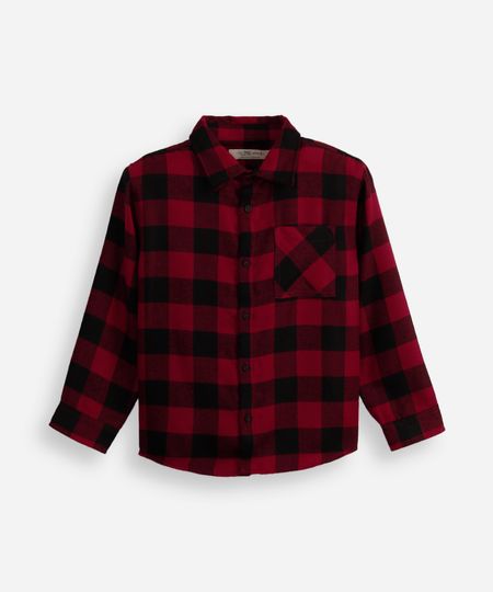 camisa de algodão infantil manga longa xadrez vermelha 6 camisa de algodão infantil manga longa xadrez vermelha 6