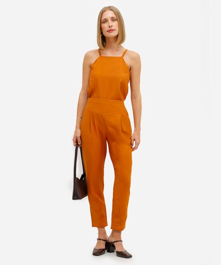 calça feminina de viscose com pregas laranja 36 calça feminina de viscose com pregas laranja 36