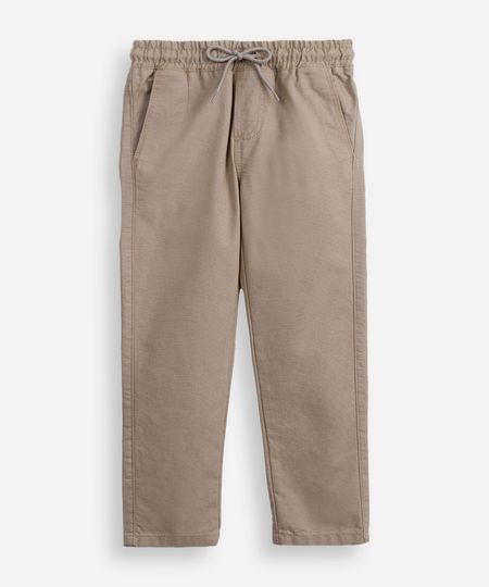calça reta infantil jeans cós com cordão bege 4 calça reta infantil jeans cós com cordão bege 4