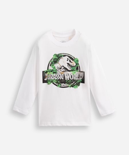 camiseta infantil manga longa jurassic world off white 12 camiseta infantil manga longa jurassic world off white 12