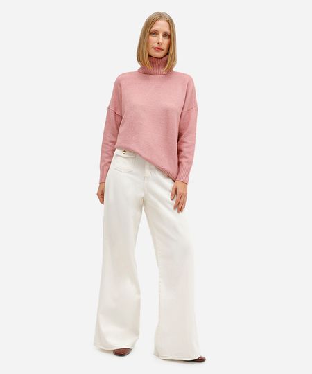 calça wide leg feminina de sarja off white 36