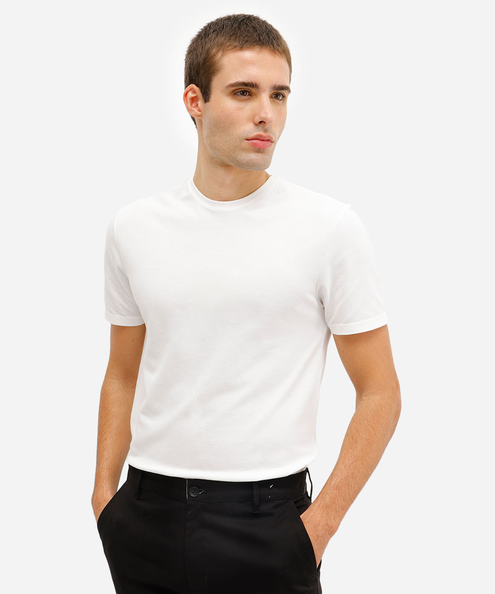 camiseta slim masculina manga curta off white