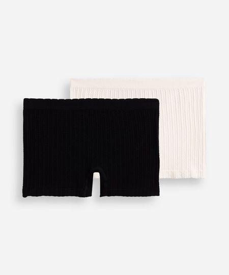 kit de 2 calcinhas boyshort texturizada sem costura colorido G