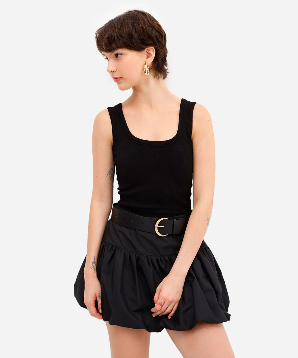cropped básico feminino com bojo canelado preto