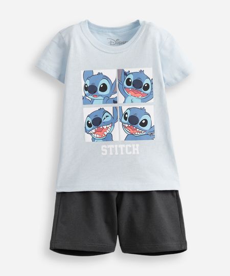 conjunto infantil manga curta stitch azul 1